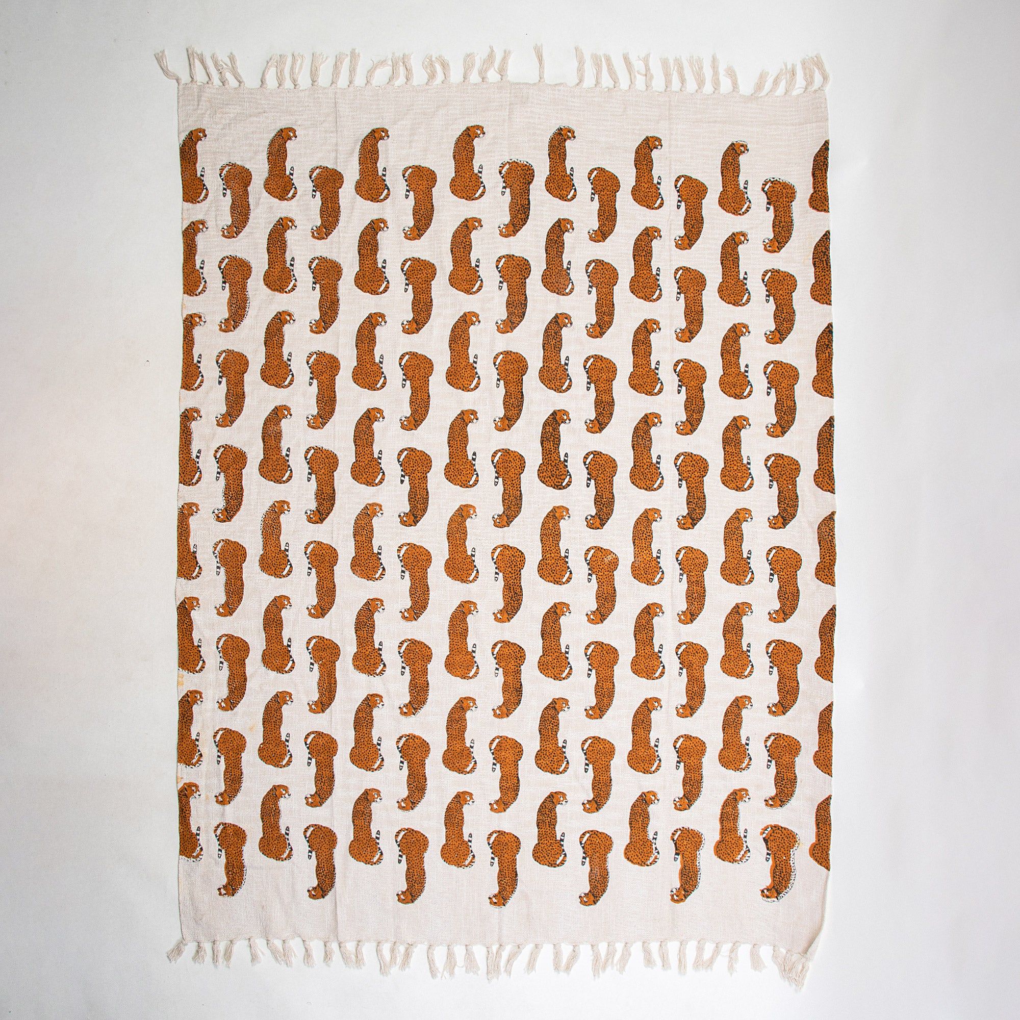 Soft Premium Brown Tiger Block Print Throw Blankets For Sofas